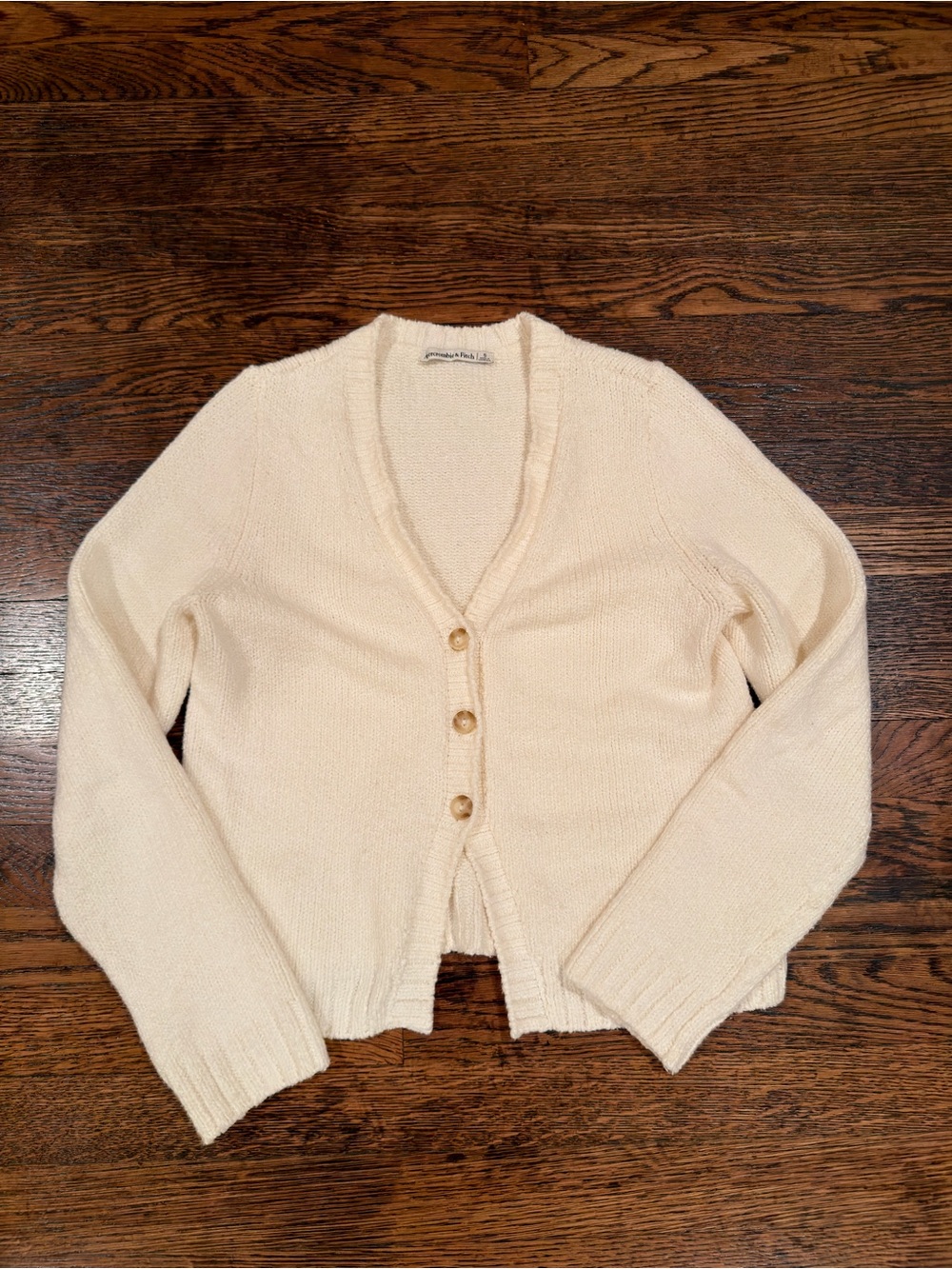 Cream Button-Front Cardigan